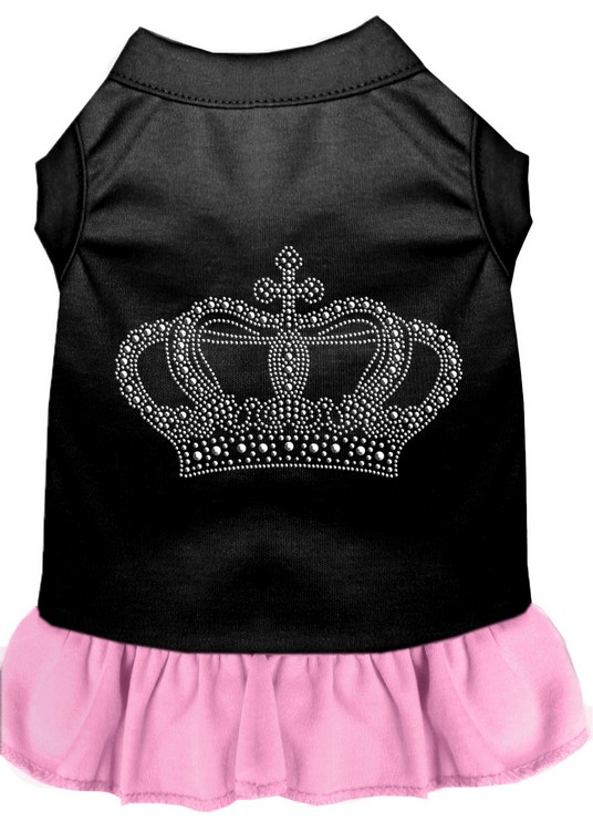 Rhinestone Crown Dress Black with Light Pink Med